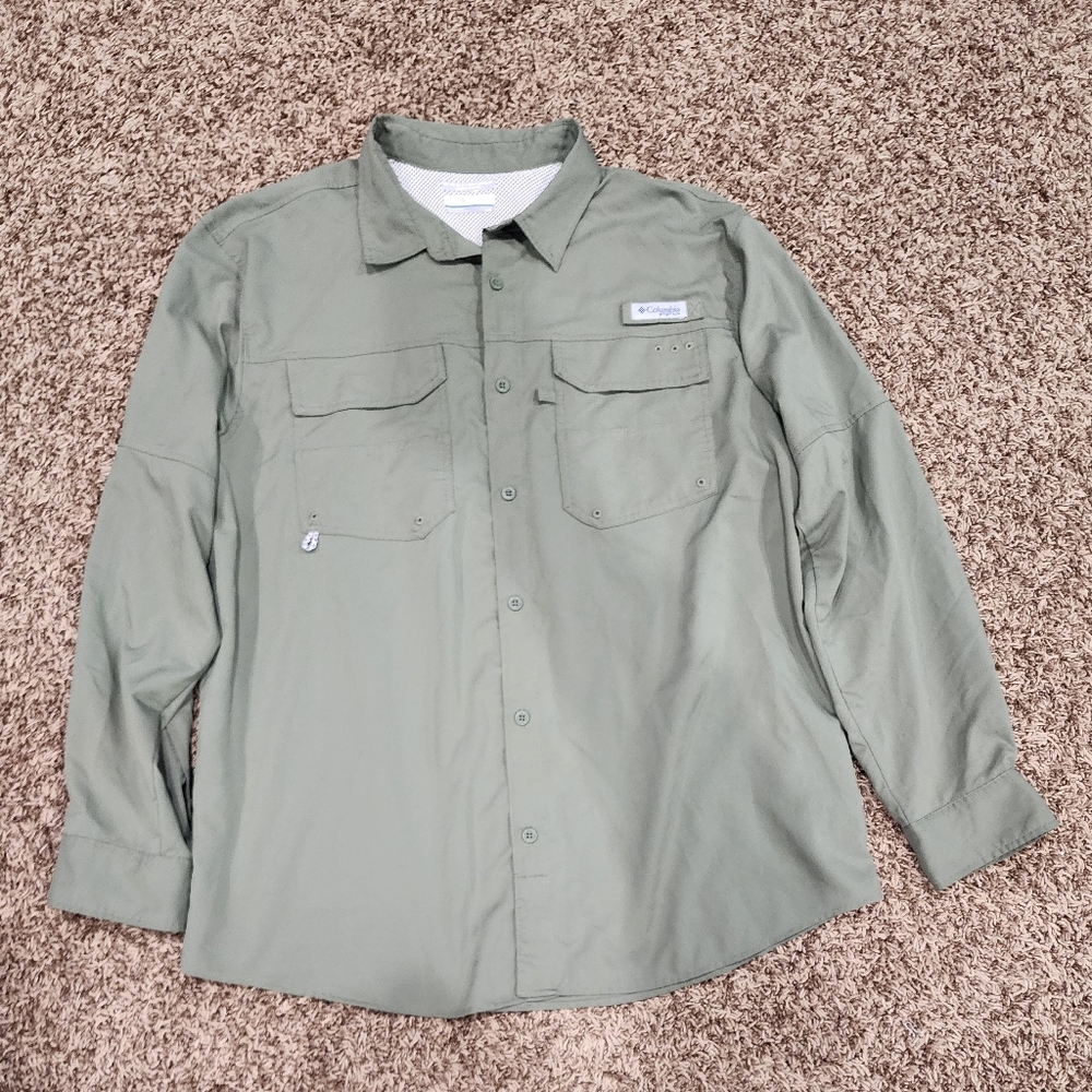 Columbia Men's Button-Down Shirt Olive Green